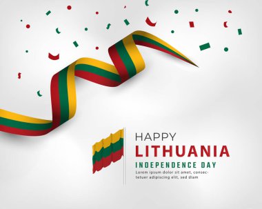 Litvanya Bağımsızlık Günü 'nüz kutlu olsun. 11 Mart Kutlama Vektörü Tasarım İllüstrasyonu. Poster, Bayrak, Reklam, Tebrik Kartı veya Yazdırma Elemanı Şablonu