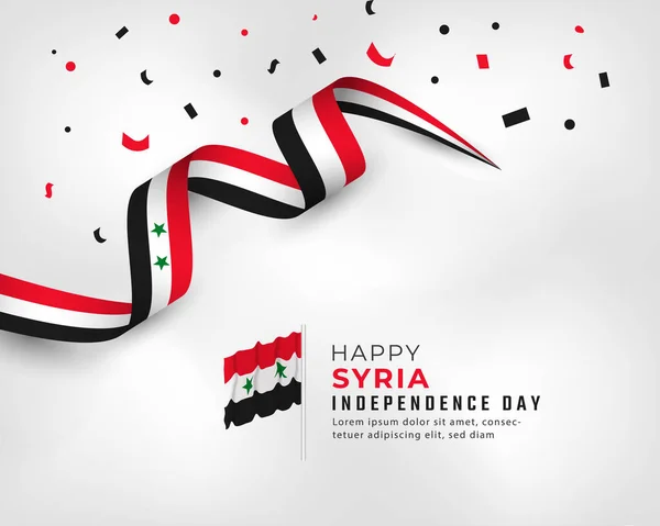Feliz Dia Independência Síria Abril Celebração Vector Design Illustration Modelo — Vetor de Stock