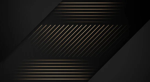 Luxury Stripes Golden Lines Diagonal Overlap Black Background Copy Space — Stockvektor