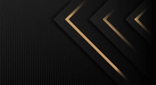 ブラックバックグラウンドの抽象ゴールデンライン 高級ユニバーサルジオメトリック三角形ブラックフライデーバナー — ストックベクタ