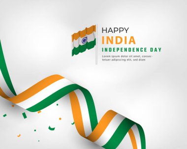 Mutlu Hindistan Bağımsızlık Günü 15 Ağustos Kutlama Vektör Tasarım İllüstrasyonu. Poster, Bayrak, Reklam, Tebrik Kartı veya Yazdırma Elemanı Şablonu