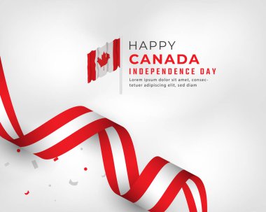 Kanada Bağımsızlık Günü 'nüz kutlu olsun. 1 Temmuz Kutlama Vektör Tasarım Çizimi. Poster, Bayrak, Reklam, Tebrik Kartı veya Yazdırma Elemanı Şablonu