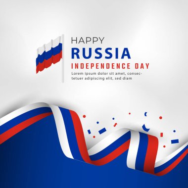 Mutlu Rusya Bağımsızlık Günü 12 Haziran Kutlama Vektör Tasarım İllüstrasyonu. Poster, Bayrak, Reklam, Tebrik Kartı veya Yazdırma Elemanı Şablonu