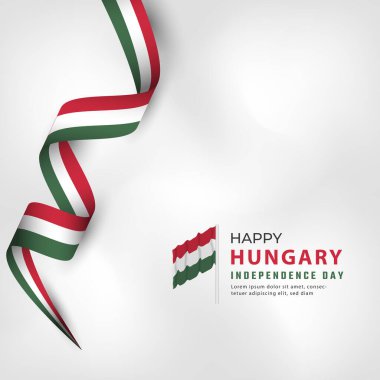 Mutlu Macaristan Bağımsızlık Günü 15 Mart Kutlama Vektör Tasarım Çizimi. Poster, Bayrak, Reklam, Tebrik Kartı veya Yazdırma Elemanı Şablonu