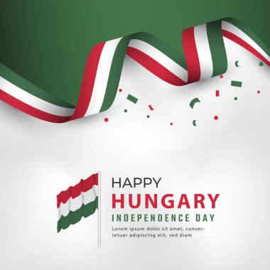 Mutlu Macaristan Bağımsızlık Günü 15 Mart Kutlama Vektör Tasarım Çizimi. Poster, Bayrak, Reklam, Tebrik Kartı veya Yazdırma Elemanı Şablonu