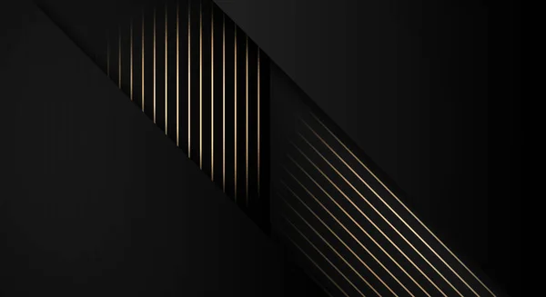Luxury Stripes Golden Lines Diagonal Overlap on Black Background with Copy Space for Text