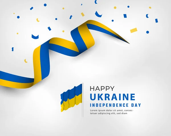 Feliz Día Independencia Ucrania Agosto Celebración Vector Design Illustration Plantilla — Vector de stock