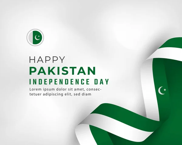 Feliz Dia Independência Paquistão Agosto Celebração Vector Design Ilustração Modelo — Vetor de Stock