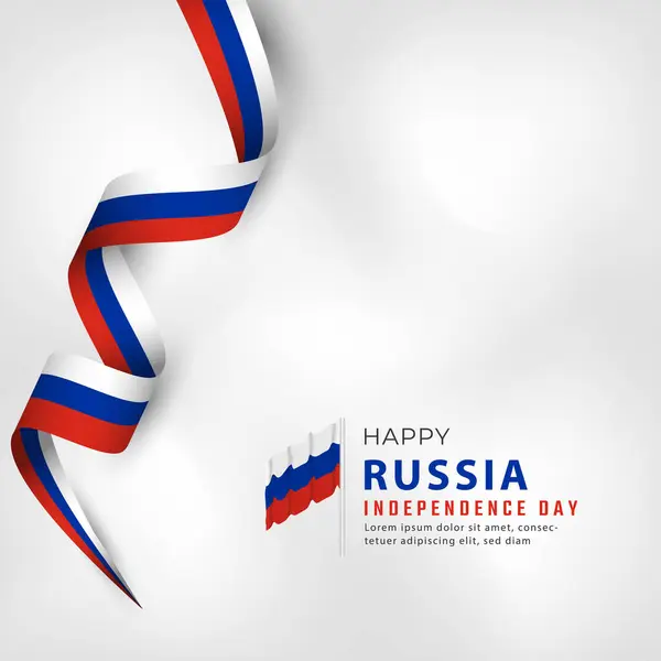 Feliz Día Independencia Rusia Junio Celebración Vector Design Illustration Plantilla — Vector de stock