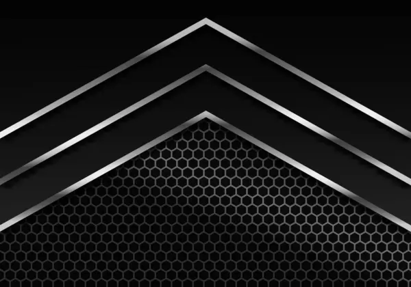 要旨金属六角形上の暗黒炭素繊維のテクスチャと金属線クロム Modern Technology Design背景 — ストックベクタ
