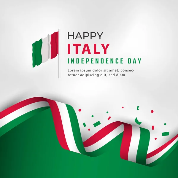 Feliz Itália Dia Independência Celebração Vector Design Ilustração Modelo Para —  Vetores de Stock