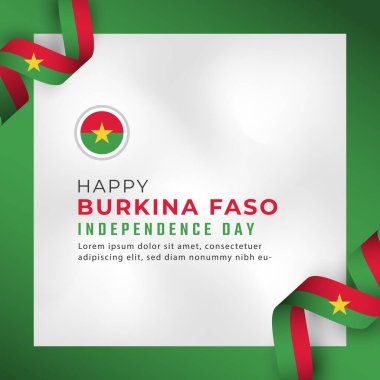 Mutlu Burkina Faso Bağımsızlık Günü 5 Ağustos Kutlama Vektörü Tasarım İllüstrasyonu. Poster, Bayrak, Reklam, Tebrik Kartı veya Yazdırma Elemanı Şablonu