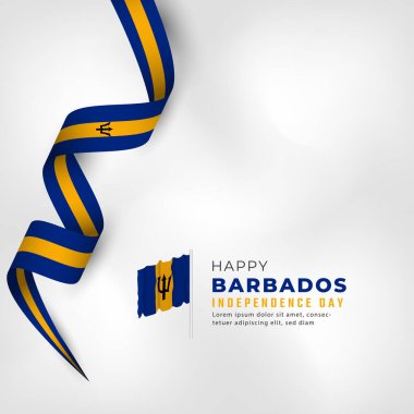 Mutlu Barbados Bağımsızlık Günü 30 Kasım Kutlama Vektör Tasarım İllüstrasyonu. Poster, Bayrak, Reklam, Tebrik Kartı veya Yazdırma Elemanı Şablonu