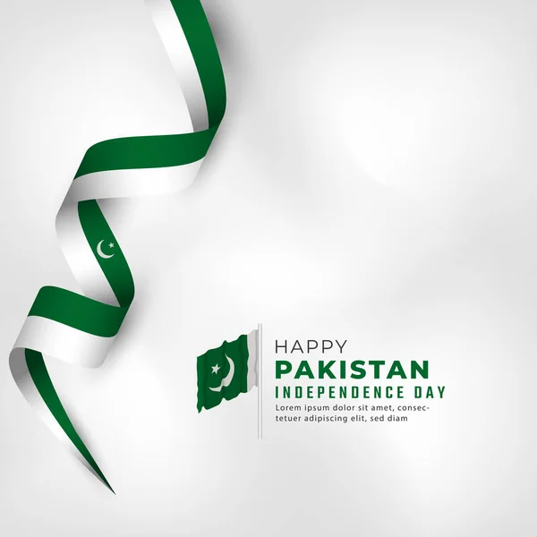 Mutlu Pakistan Bağımsızlık Günü Ağustos Kutlama Vektör Tasarım Llüstrasyonu Poster — Stok Vektör