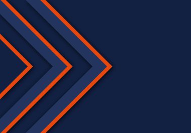 Boş Alan Tasarımlı Soyut Turuncu Ok Mavi Gölge Çizgisi Modern Geleceğsel Geometrik Kaplama Katmanı Kağıt Kesme Biçimi