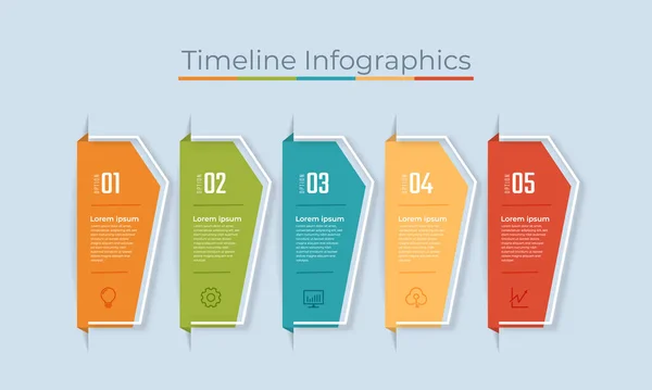 Tidslinje Infografik Design Marknadsföring Ikoner Användbar För Workflow Layout Diagram — Stock vektor