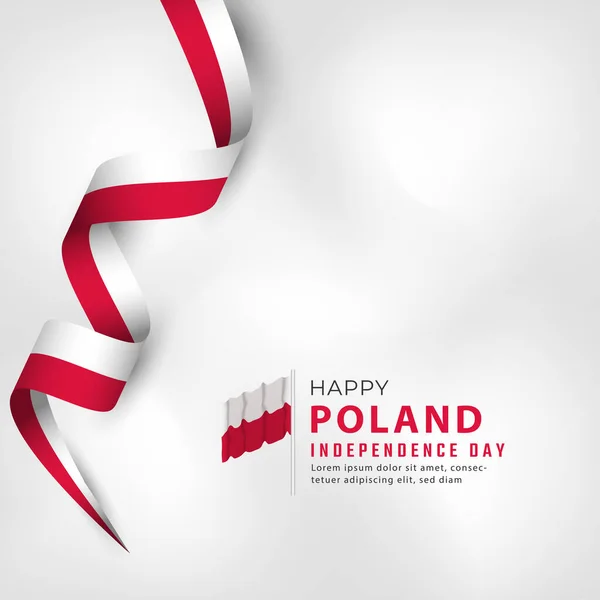Feliz Día Independencia Polonia Noviembre Celebración Vector Design Illustration Plantilla — Vector de stock
