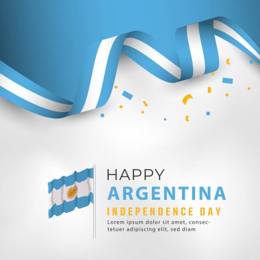 9 Temmuz Arjantin Bağımsızlık Günü 'nüz kutlu olsun. Poster, Bayrak, Reklam, Tebrik Kartı veya Yazdırma Elemanı Şablonu