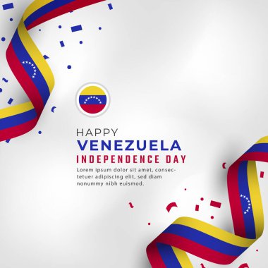 Venezuela Bağımsızlık Günü 'nüz kutlu olsun. 5 Temmuz Kutlama Vektörü Tasarım Çizimi. Poster, Bayrak, Reklam, Tebrik Kartı veya Yazdırma Elemanı Şablonu