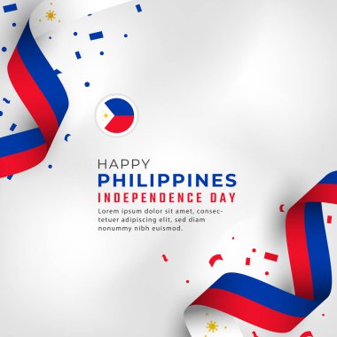 Mutlu Filipinler Bağımsızlık Günü 12 Haziran Kutlama Vektör Tasarım İllüstrasyonu. Poster, Bayrak, Reklam, Tebrik Kartı veya Yazdırma Elemanı Şablonu