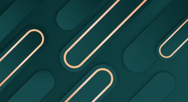 Altın ve Yeşil Çizgili Soyut 3B Arkaplan Kağıt Kesiği Biçimli