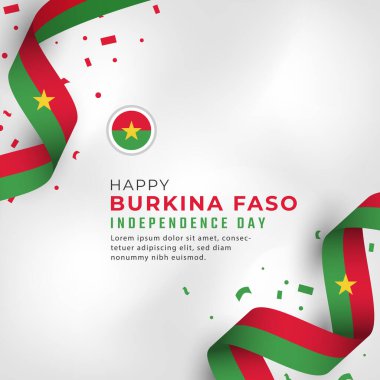 Mutlu Burkina Faso Bağımsızlık Günü 5 Ağustos Kutlama Vektörü Tasarım İllüstrasyonu. Poster, Bayrak, Reklam, Tebrik Kartı veya Yazdırma Elemanı Şablonu