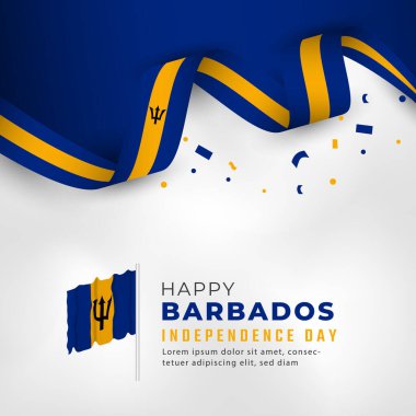 Mutlu Barbados Bağımsızlık Günü 30 Kasım Kutlama Vektör Tasarım İllüstrasyonu. Poster, Bayrak, Reklam, Tebrik Kartı veya Yazdırma Elemanı Şablonu