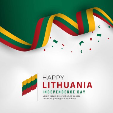Litvanya Bağımsızlık Günü 'nüz kutlu olsun. 11 Mart Kutlama Vektörü Tasarım İllüstrasyonu. Poster, Bayrak, Reklam, Tebrik Kartı veya Yazdırma Elemanı Şablonu