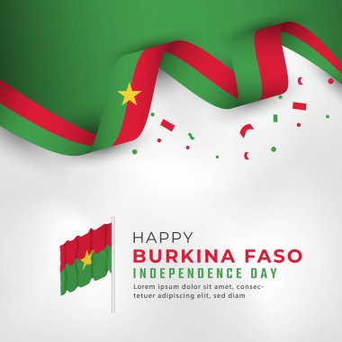 Mutlu Burkina Faso Bağımsızlık Günü 5 Ağustos Kutlama Vektörü Tasarım İllüstrasyonu. Poster, Bayrak, Reklam, Tebrik Kartı veya Yazdırma Elemanı Şablonu