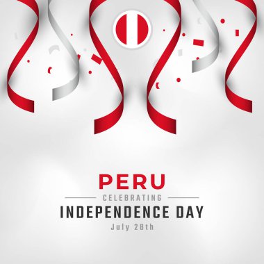 Peru Bağımsızlık Günü 'nüz kutlu olsun 28 Temmuz Kutlama Vektörü Tasarım Çizimi. Poster, Bayrak, Reklam, Tebrik Kartı veya Yazdırma Elemanı Şablonu