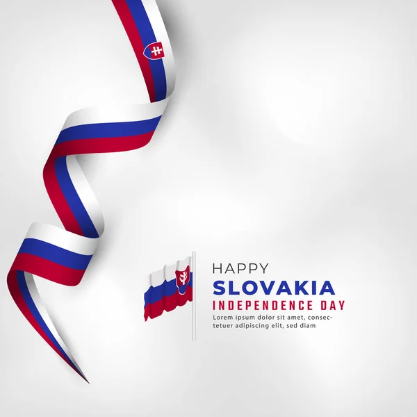 Feliz Día Independencia Eslovaquia Julio Celebración Vector Design Illustration Plantilla — Vector de stock