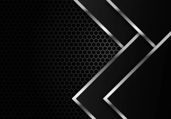 要旨金属六角形上の暗黒炭素繊維のテクスチャと金属線クロム Modern Technology Design背景 — ストックベクタ