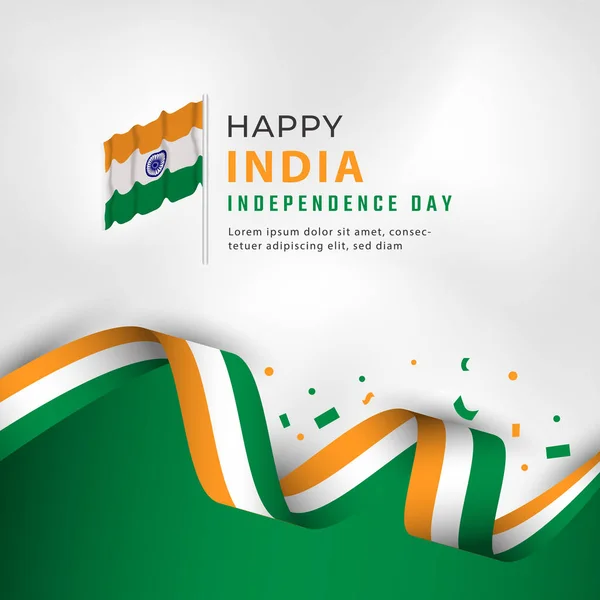 Днем Независимости Индии Августа Празднование Векторного Дизайна Иллюстрации Шаблон Плаката — стоковый вектор