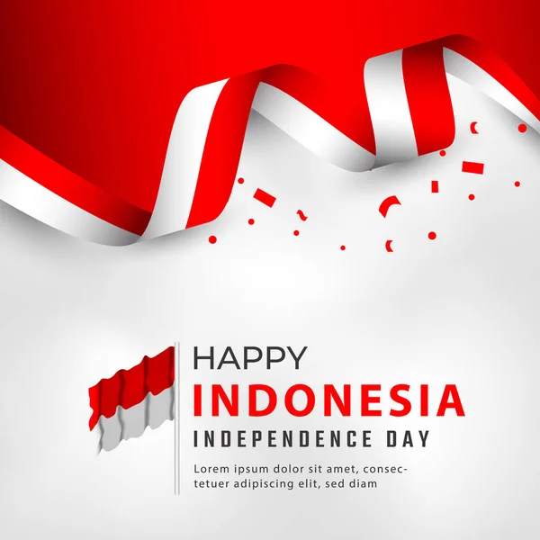 ハッピーインドネシア独立記念日17 8月お祝いベクトルデザインイラスト ポスター バナー グリーティングカード プリントデザイン要素のテンプレート — ストックベクタ