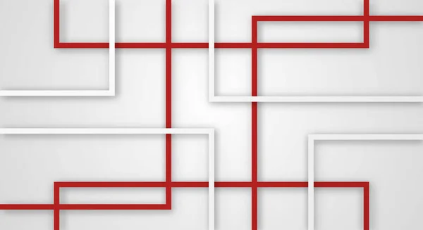 带红色和白色现实装饰图案的三维几何方条线剪纸背景 — 图库矢量图片