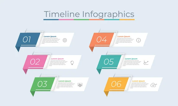 Linha Tempo Ícones Marketing Design Infográficos Usável Para Layout Fluxo — Vetor de Stock