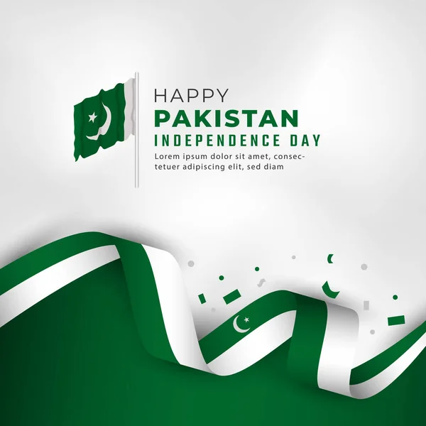 Днем Независимости Пакистана Августа Празднование Векторного Дизайна Иллюстрации Шаблон Плаката — стоковый вектор