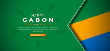 Mutlu Gabon Bağımsızlık Günü Tasarım Kağıt Kesiği Şekilleri Poster, Bayrak, Reklam Kartı, Tebrik Kartı Resimleri