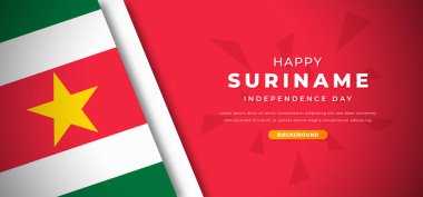 Mutlu Surinam Bağımsızlık Günü Tasarım Kağıt Kesme Şekilleri Poster, Bayrak, Reklam Kartı, Tebrik Kartı Resimleri