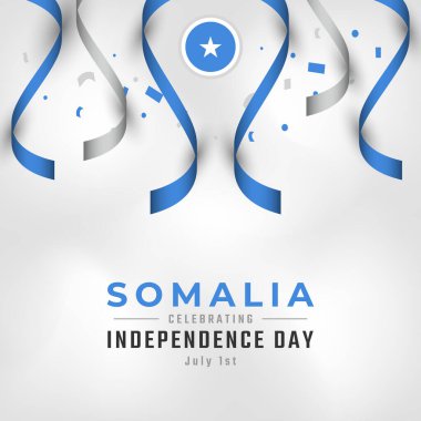 Somali Bağımsızlık Günü 'nüz kutlu olsun. 1 Temmuz Kutlama Vektör Tasarım Çizimi. Poster, Bayrak, Reklam, Tebrik Kartı veya Yazdırma Elemanı Şablonu