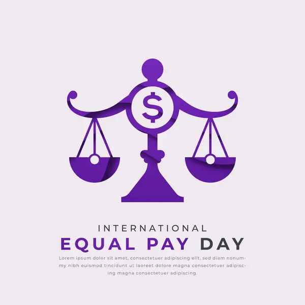 International Equal Pay Day Paper Cut Style Διάνυσμα Σχεδιασμός Εικονογράφηση Διανυσματικά Γραφικά