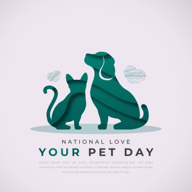 National Love Your Pet Day Paper kesim stili Vector Tasarım Arkaplan, Poster, Banner, Reklam Kartı, Tebrik Kartı