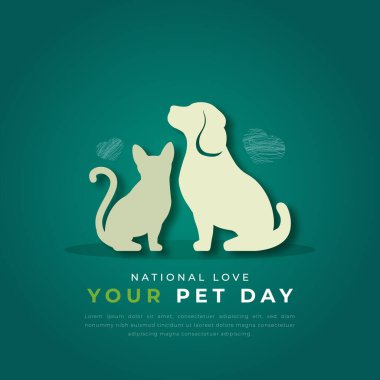 National Love Your Pet Day Paper kesim stili Vector Tasarım Arkaplan, Poster, Banner, Reklam Kartı, Tebrik Kartı