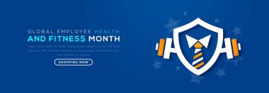 Küresel Personel Sağlığı ve Uygunluk Ayı Kağıdı stil Vektör Tasarım Tasarımı Arkaplan, Poster, Bayrak, Reklam Kartı, Tebrik Kartı