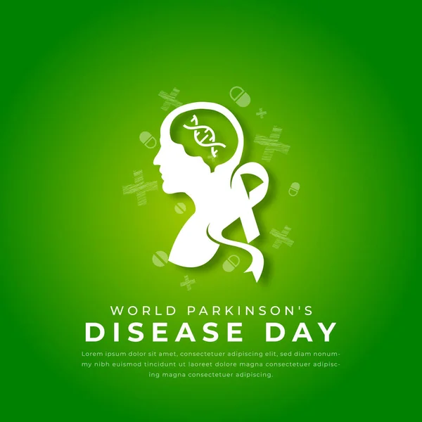 Παγκόσμια Ημέρα Της Νόσου Του Parkinson Χαρτί Περικοπή Στυλ Διάνυσμα Διάνυσμα Αρχείου