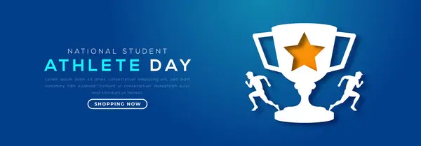 National Student Athlete Day Paper Cut Style Διάνυσμα Σχεδίαση Εικονογράφηση Διάνυσμα Αρχείου