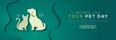 National Love Your Pet Day Paper kesim stili Vector Tasarım Arkaplan, Poster, Banner, Reklam Kartı, Tebrik Kartı