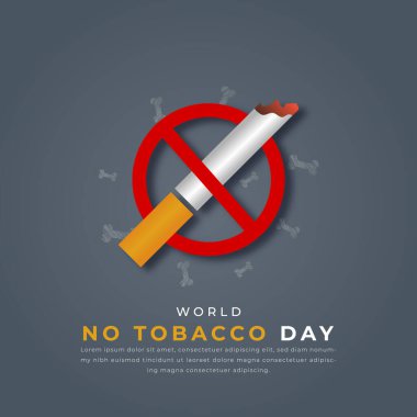 Dünya Tütün Günü Kağıdı Kesme Stili Vektör Tasarımı Arkaplan, Poster, Banner, Reklam Kartı, Tebrik Kartı