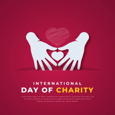 International Day of Charity Paper, Arkaplan, Poster, Banner, Reklamcılık, Tebrik Kartı için Vector Design Illustration 'ı kesti
