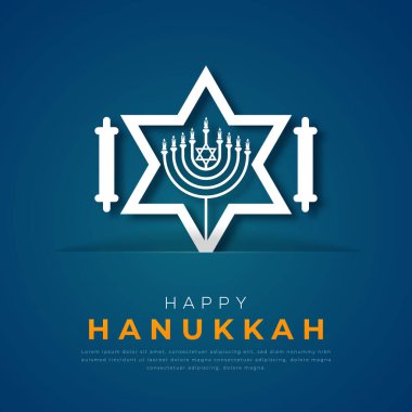 Mutlu Hanukkah Aşkları ve Işık Kağıdı kesim stili Vector Tasarım Arkaplan, Poster, Bayrak, Reklam Kartı, Tebrik Kartı